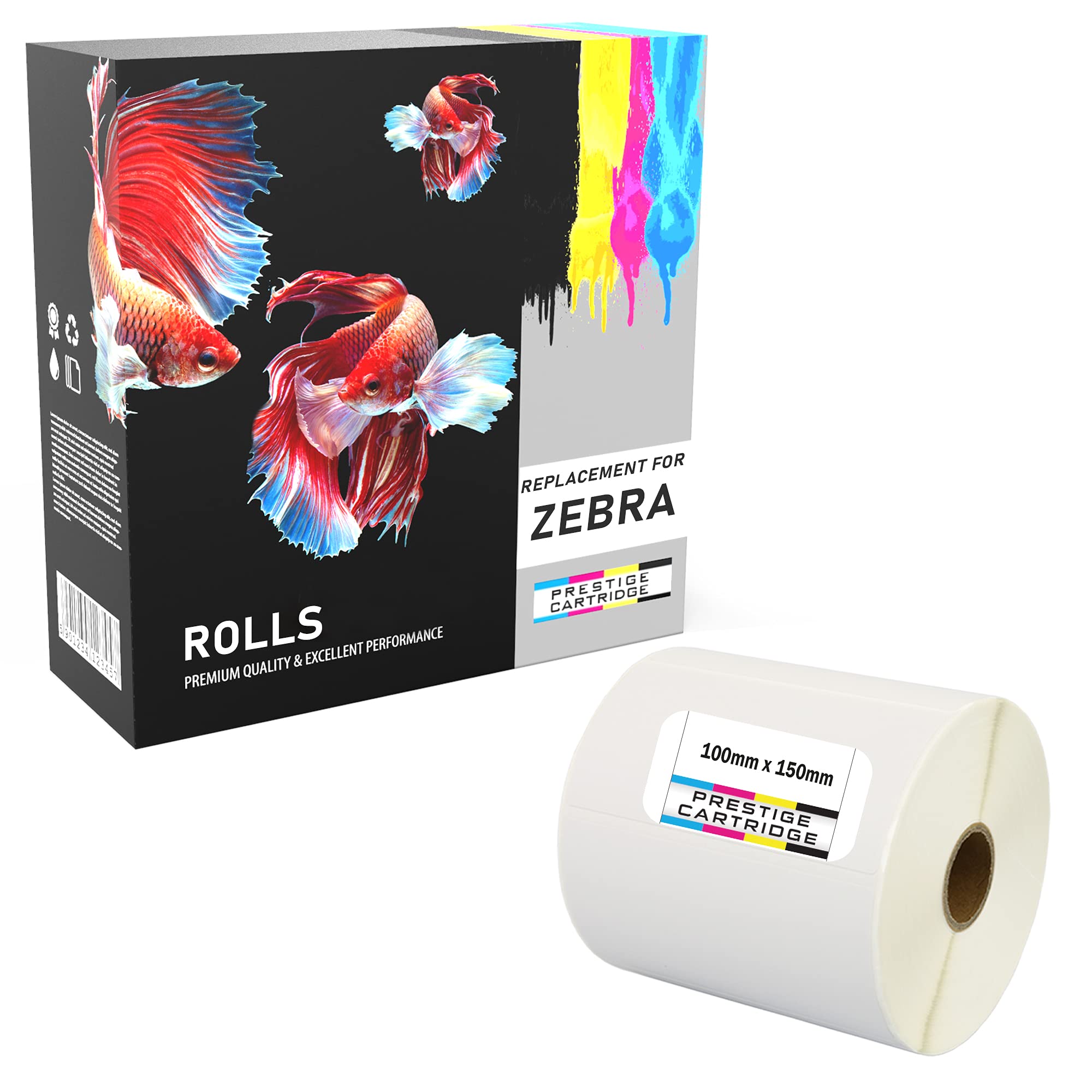 500 Compatible Zebra 100mm x 150mm White Direct Thermal Labels (500 Labels per Roll) for Zebra Type Printers - ONE ROLL