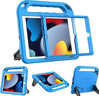 BMOUO Kids Case for New iPad 10.2 2021/2020/2019 - iPad 9th/8th/7th Generation Case for Kids, with Built-in Screen Protector, Shockproof Handle Stand Kids Case for iPad 10.2" (9th/8th/7th Gen) - Blue