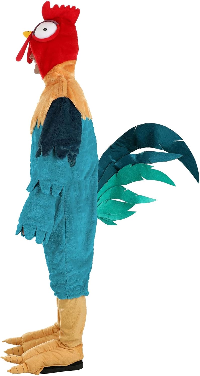 Adult Disney Moana Hei Hei Halloween Costume | Rooster Hooded Jumpsuit with Attached Shoe Covers - Image 5