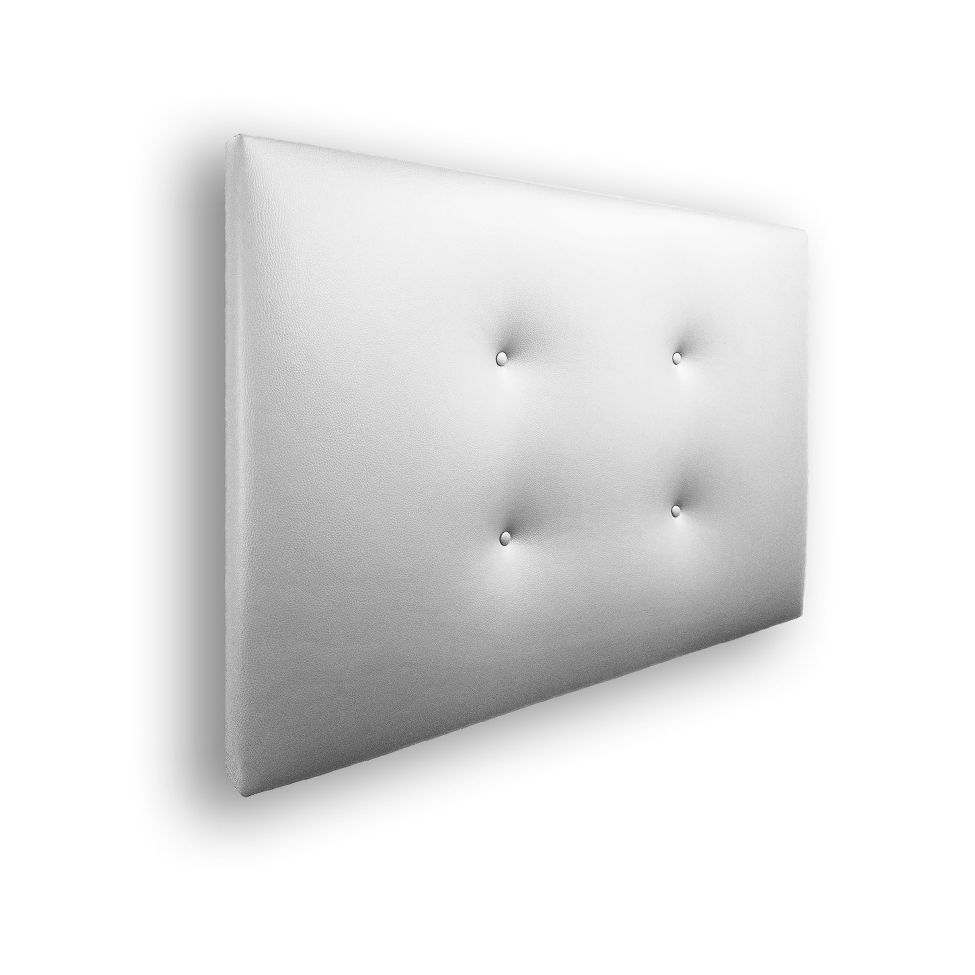 Silcar Home - Cabecero de Cama Carlo - Estructura de Madera, Tapizado en Polipiel Blanco, Diseño Moderno con Botones, Fácil Instalación - Polipiel Blanco, 105 cm