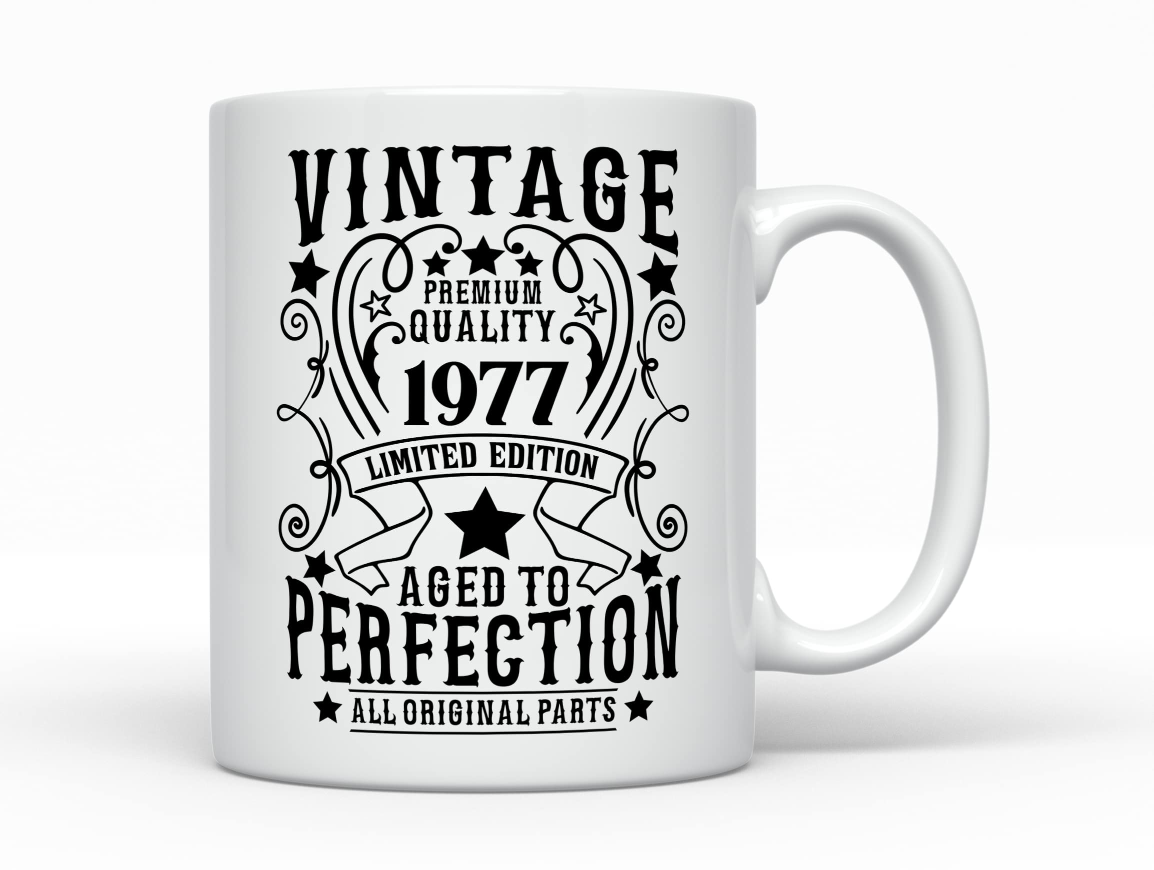 Vintage 1977 Coffee Mug, Born in 1977 45 Years old, Gift for 45th Birthday, Keepsake Present Cup