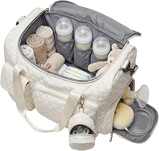 coowarmbutb Extra Large Diaper Tote Bag with Shoe Compartment & Pacifier Pocket, Travel Baby Diaper Bag for Mom, Hospital Maternity Weekender Bag, Waterproof Diaper Handbag for Newborn Travel Essentials