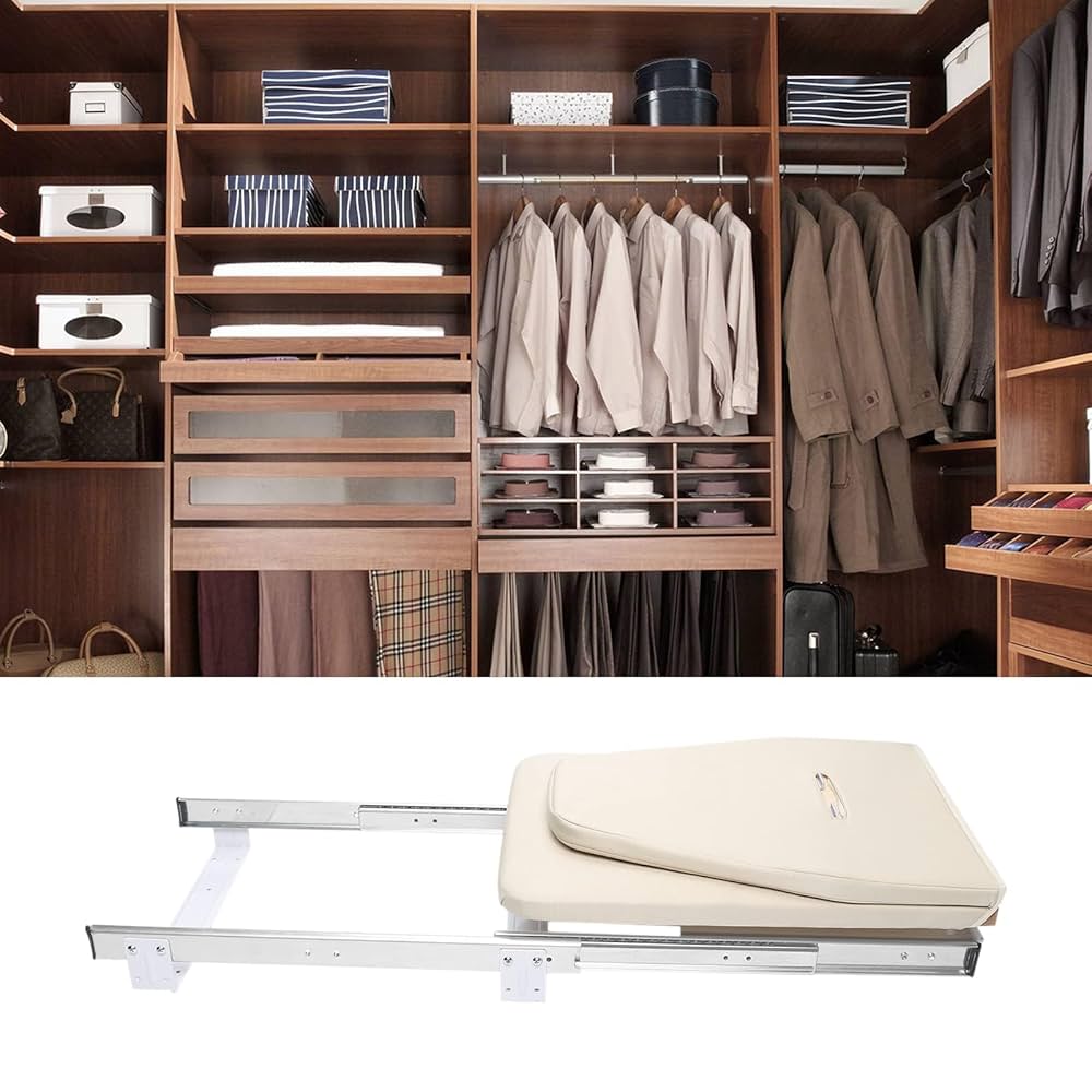 WUDLEP Folding Ironing Board Rotatable 180° Drawer Ironing Platform With Heat Resistant Cover For Cabinet Living Room Laundry Room,Pull Out Ironing Board 80 X 28 X 15 Cm