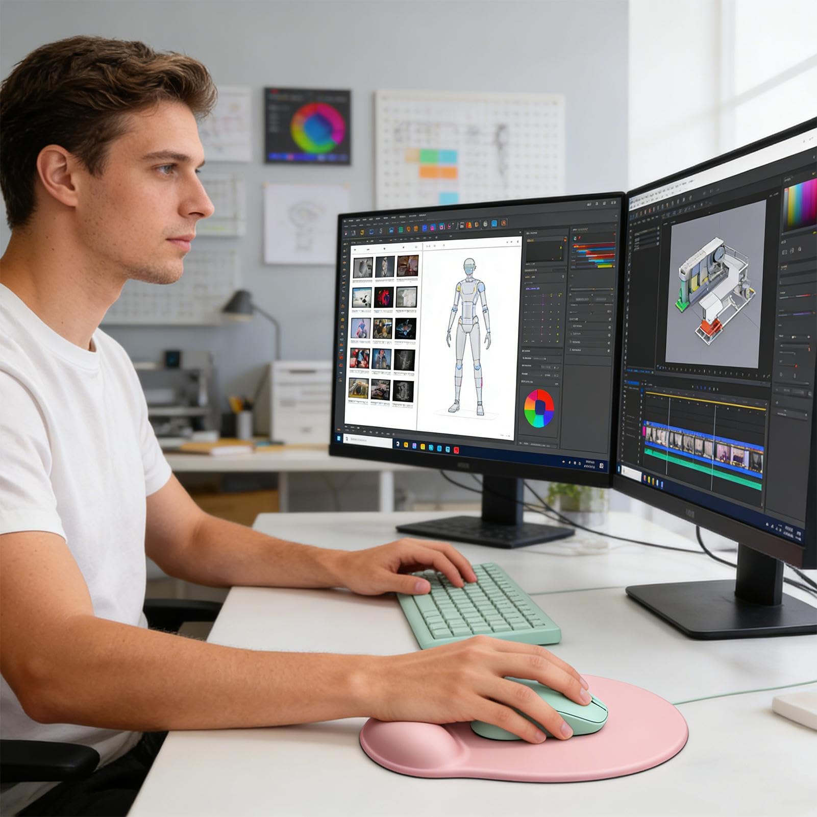Tappetino Mouse con Appoggiapolsi Supporto Ergonomico Antiscivolo per Polso | Tappetino per Computer Unisex Adulti per Ufficio Casa Computer Portatile Lavoro Studio