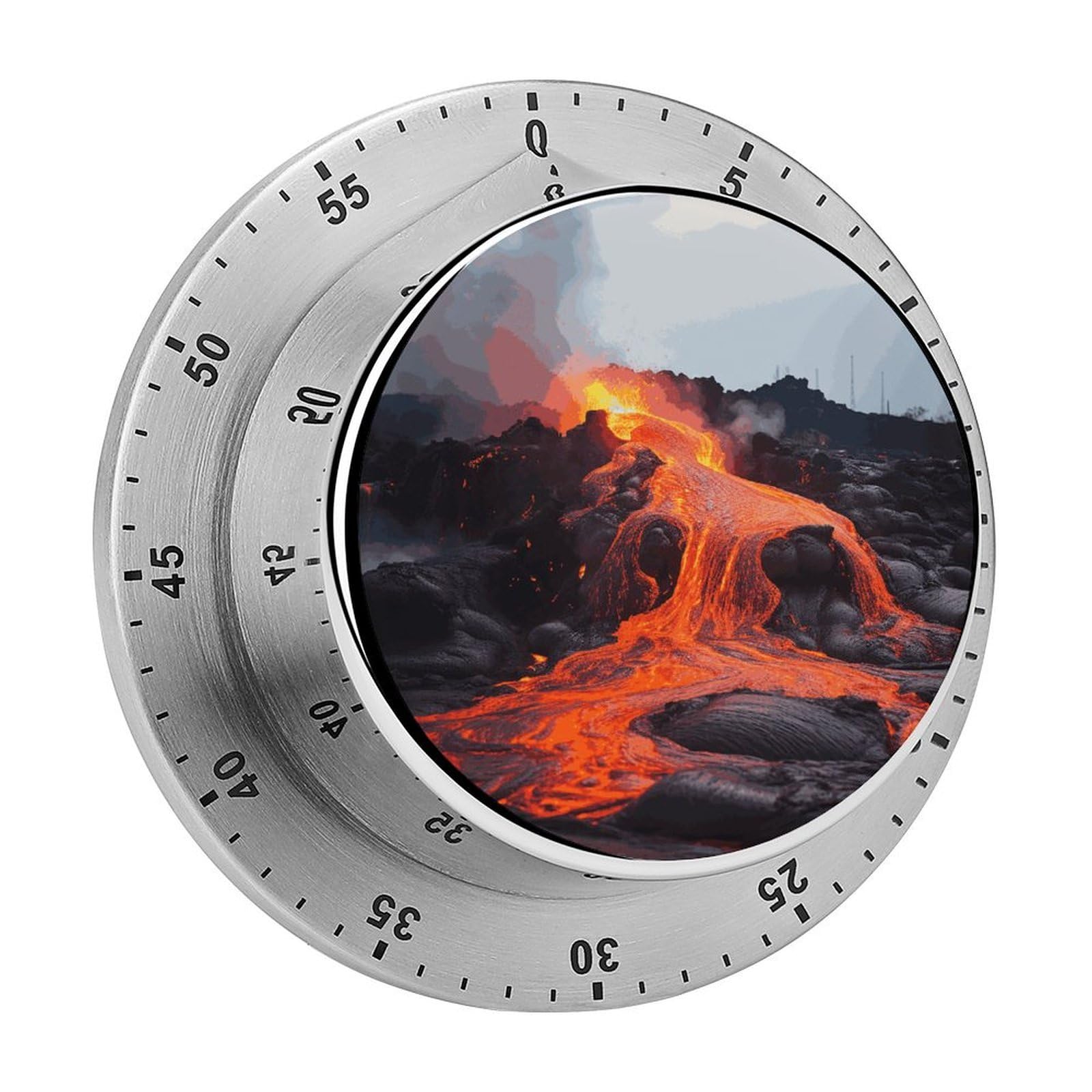 Red Hot Lava from Kilauea Volcano Visual Timer Chef Cooking Timer Clock with Loud Alarm Mechanical Desk Timers Countdown Reminder Magnetic Exquisite Stainless Steel Body Timers