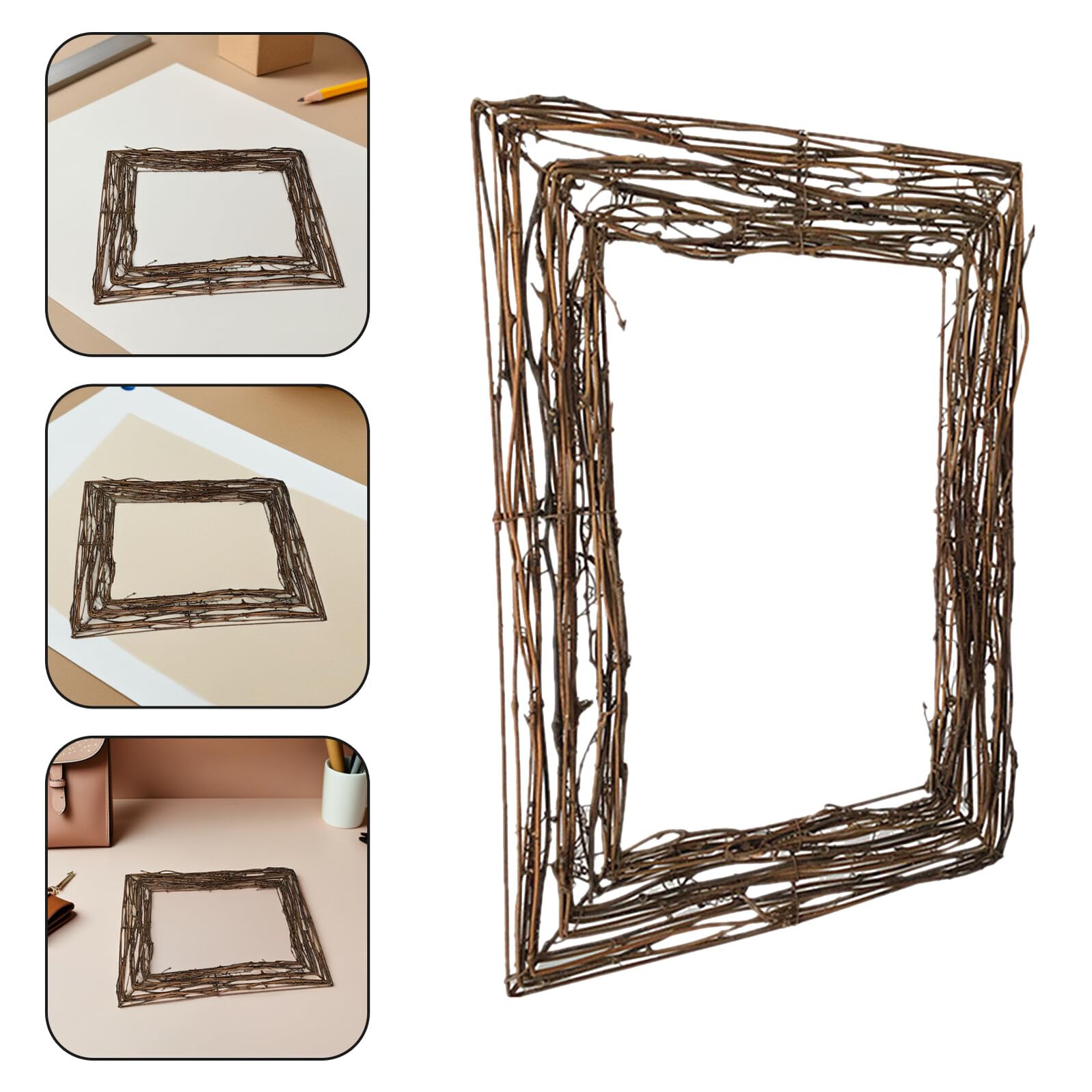 Base Per Ghirlanda Quadrata in Rattan Naturale, Decorativa Per Artigianato Floreale e Decorazioni Per La Casa, Per Ghirlande Fai Da Te in Soggiorno, Ufficio e Eventi Festivi