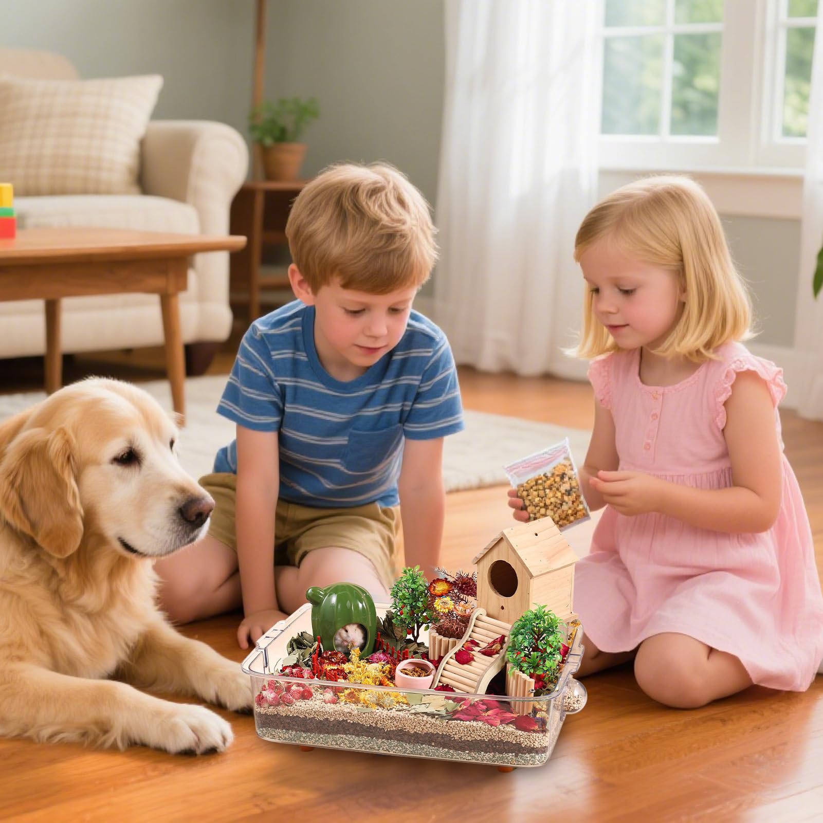 Lettiera per criceti Tappetino Assorbente Umidità, Profumi Persistenti e | Lettiera di Carta con Fiori Secchi per Animali Piccoli Conigli da Interno Piccoli Animali Pollaio Gatto Gabbia d