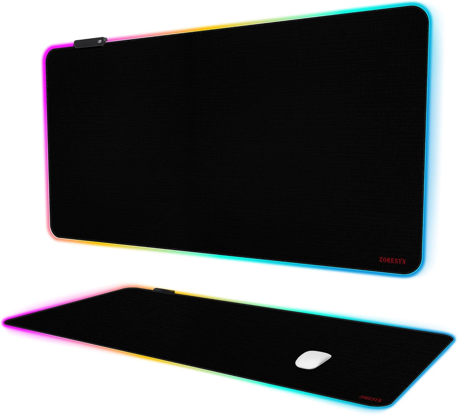 ZORESYN RGB Gaming Mouse Pad - 39.4"x19.7" Large Mousepad with Led Light, Keyboard Pad Gaming Accessories for Desk, Non-Slip Rubber Base Big Mouse Mat for Gamer,Black