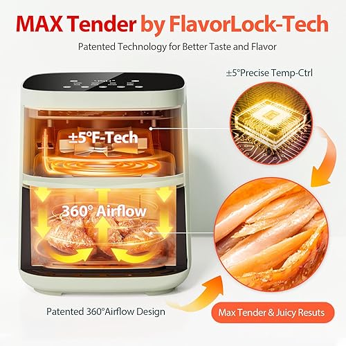 Miniatura 3 de Freidora de aire, Beelicious 8 en 1 Smart Compact 4QT Freidoras de aire, recordatorio de agitación, freidora de aire digital de 450 F con tecnología