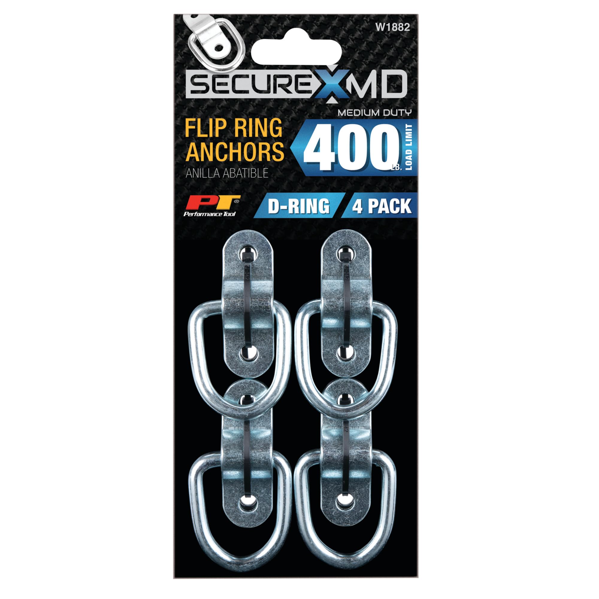 PERFORMANCE TOOL W1882 4Pk Flip Ring Anchors - Fissare Il carico con Una Forza di 181,4 kg utilizzando l'innovativo Sistema SecureX