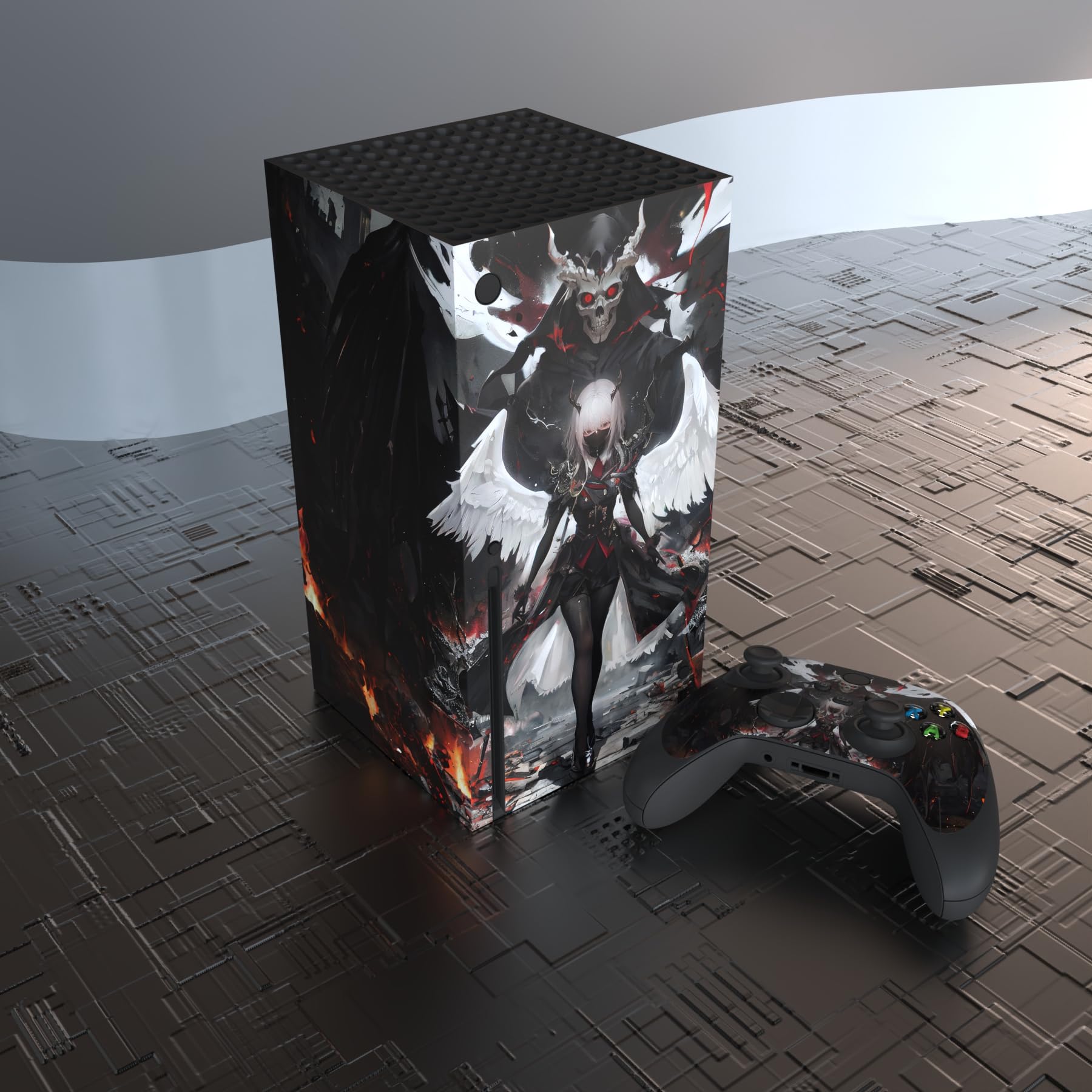 PlayVital Adesivo Skin per Xbox Series X Console&Controller Sticker Decal Cover Vinile per Xbox Series X-Angelo delle Tenebre