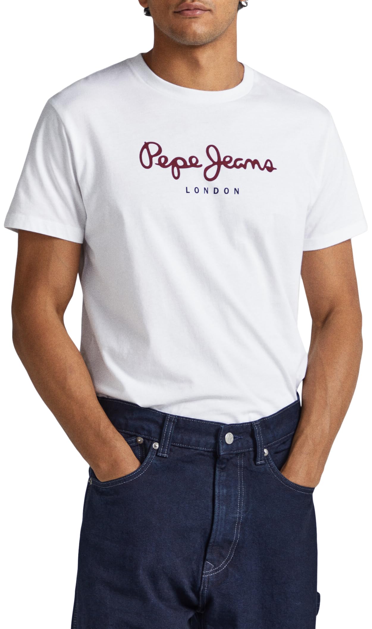 Pepe Jeans Eggo Men's T-Shirt Regular Fit Short Sleeve White (White), M