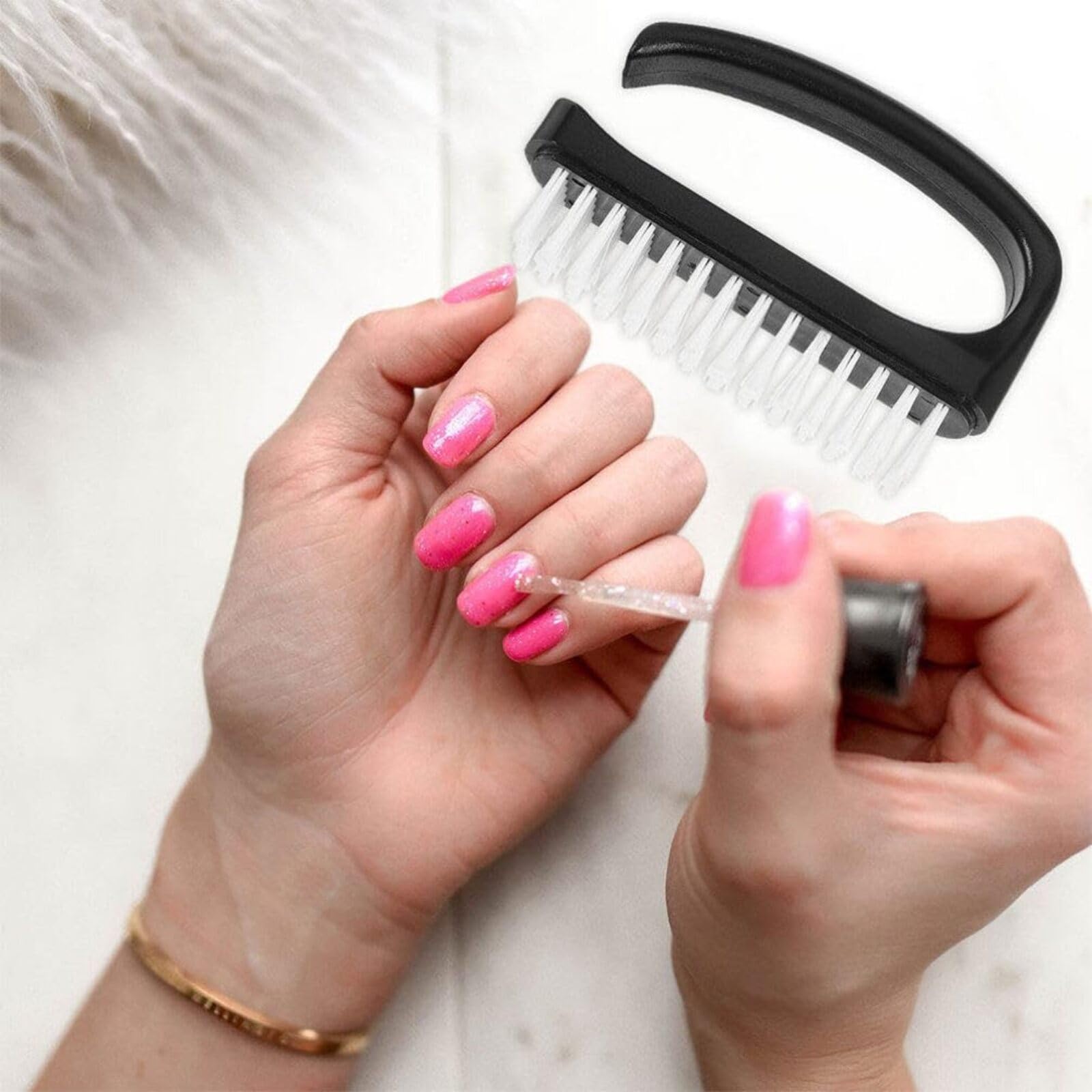 Recycled Plastic Nail Brush with Ergonomic Handle - Eco-Friendly Nail Cleaning Tool for Home and Salon Use - Image 3