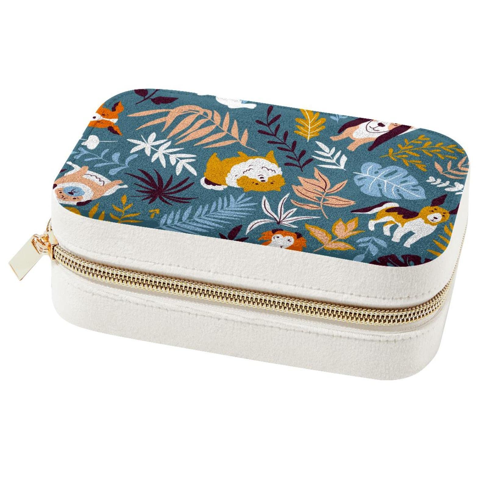 Boîte à bijoux de voyage design chien bleu écrin rigide finitions soignées