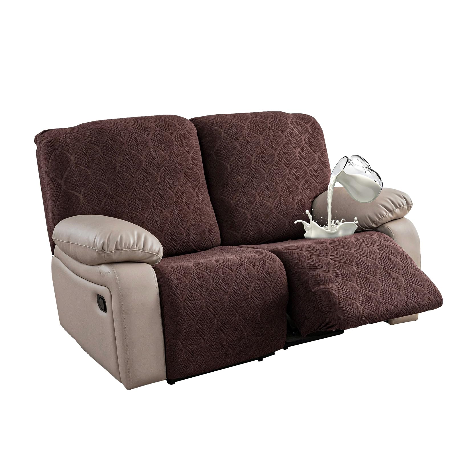 YUEANG 100% Waterproof Recliner Loveseat Cover, 2 Pieces Stretch Recliner Sofa Slipcovers Washable Couch Cover Furniture Covers for Pets, Dogs, Kids (