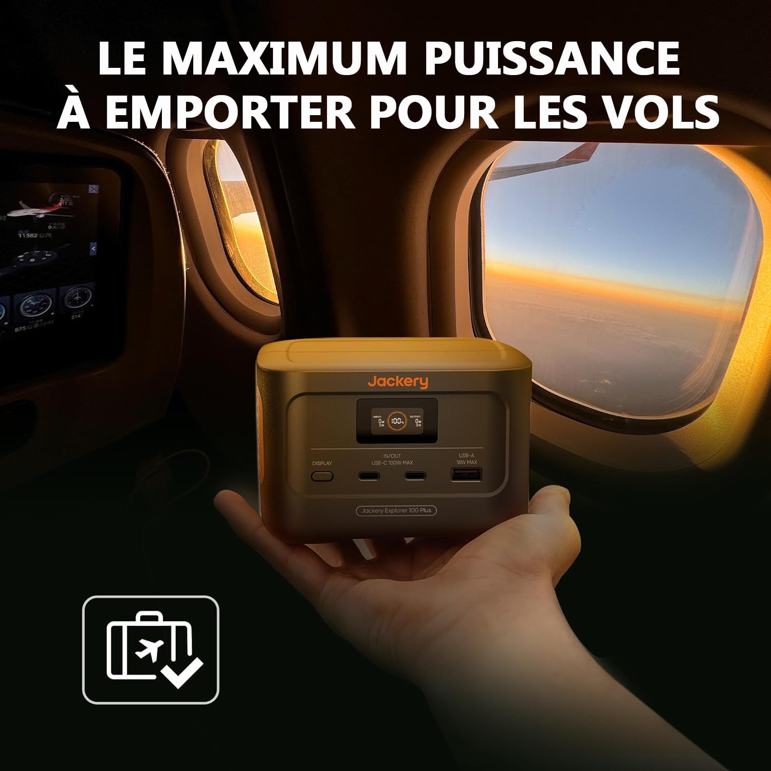 Jackery Mini Générateur Électrique Portable, 99Wh/31000mAh Batterie LiFeP04, 3 Portes USB-A/C 128W Sortie Max, Explorer 100Plus Batterie Externe de Secours pour Extérieur, Camping, Voyage, Jardin
