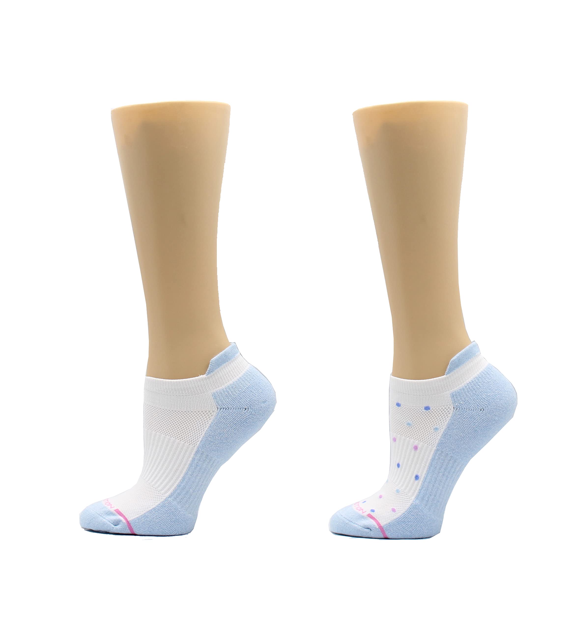 Dr. Motion Womens Ankle Socks 2 Pack, Low Cut Cushioned Compression Running Socks for Women, Arch Support, Seamless Toe