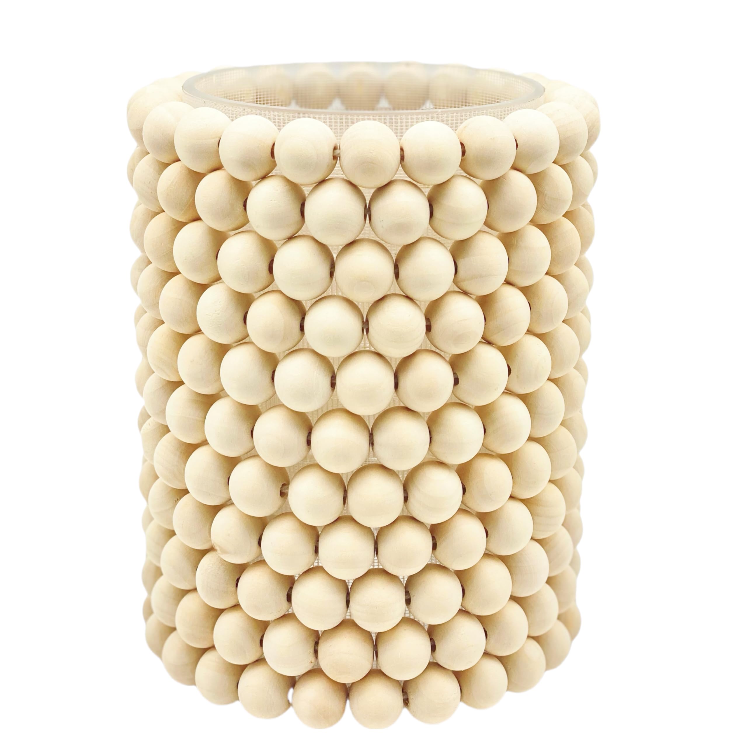 AYLBSOO Boho Decor Glass Vase, DIY Wooden Bead Decorative Glass Vase for Flowers, Bubble Vase for Decor, Holiday Decor Christmas Crafts Decoration for Home, Office, Farmhouse (No Flowers)