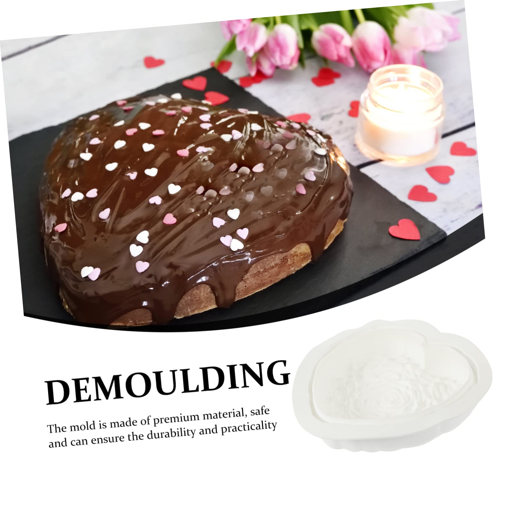 Zerodeko 3pièces Moule à Gâteau Silicone Forme De Cœur Pour Saint-valentin Fête Des Mères Ustensile De Cuisson Pratique Pour Créer Des Gâteaux Adorables Et Créatifs