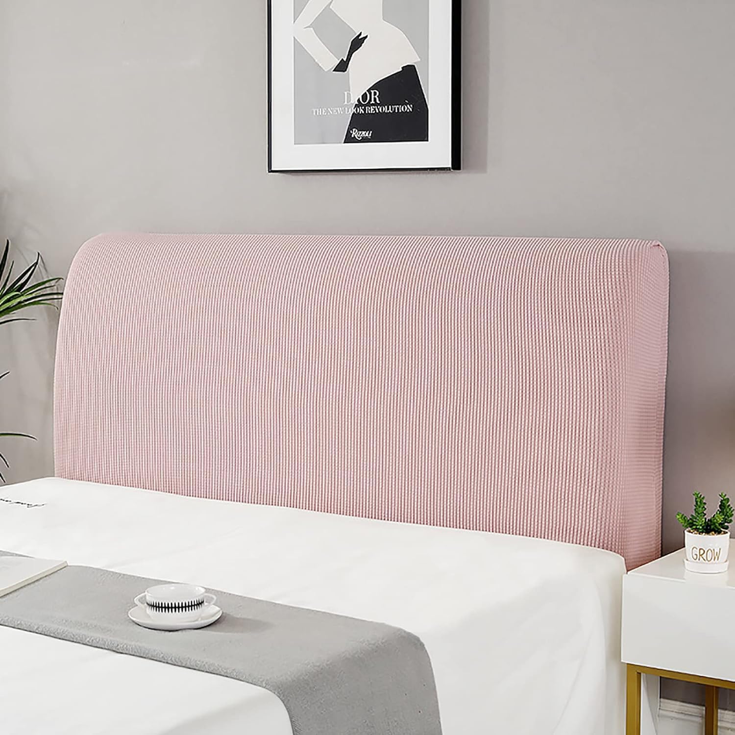 Devink Pink Headboard Cover For Bed Elastic Stretch Slipcover Covers Headboard Bed Lining For Dustproof Protector Cover In Spandex Fabric Soft Protective Coverage Of Padded Bed Single Double(180Cm(170-190Cm),Pin