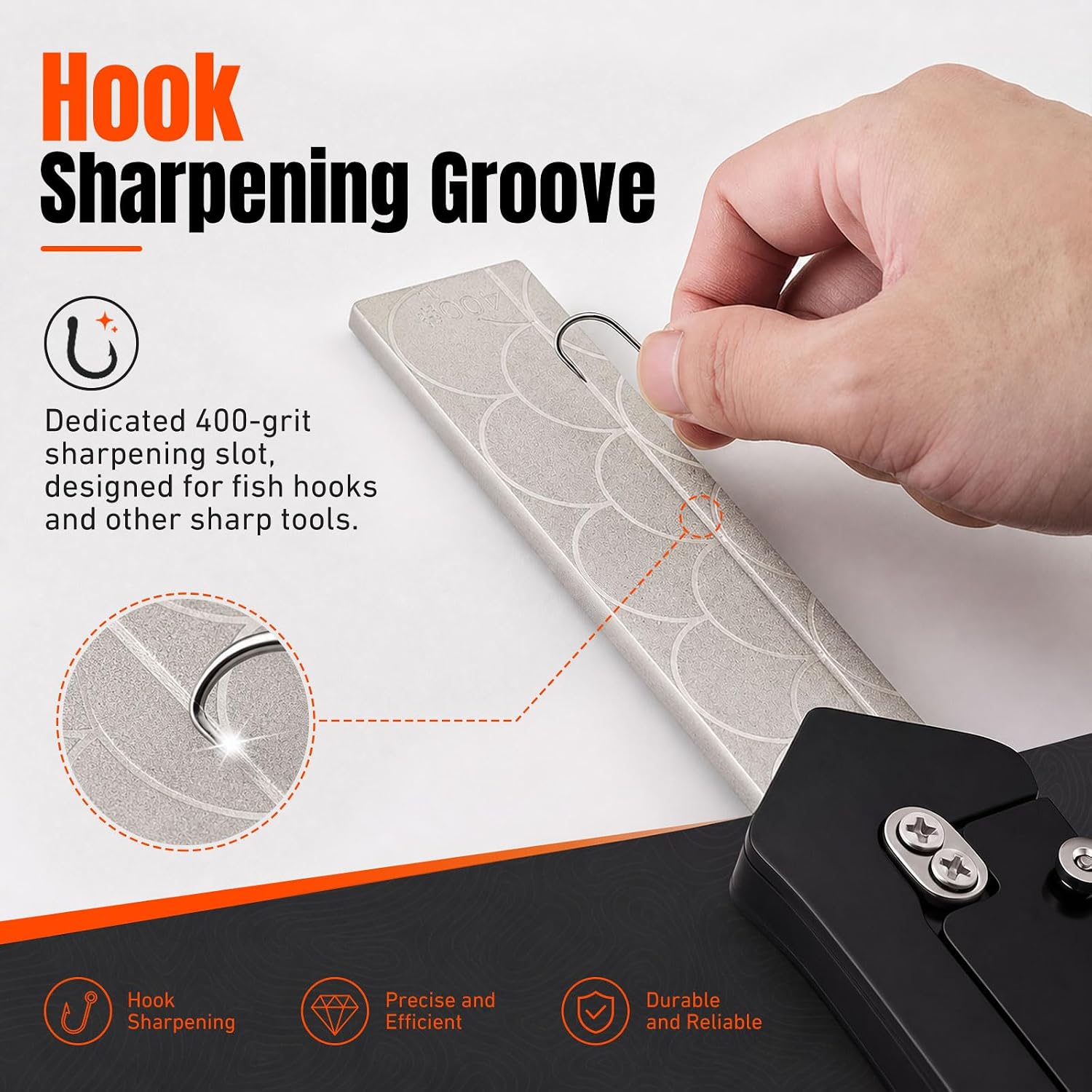 Gravity Pocket Knife Sharpener,Diamond Double Sided(#400-#1000) | Quick to Open & Pack Away,Beautiful Fish-scale Patterns,Outdoor Field Knife Sharpener,Fish Hook,Pointed Tools Sharpener