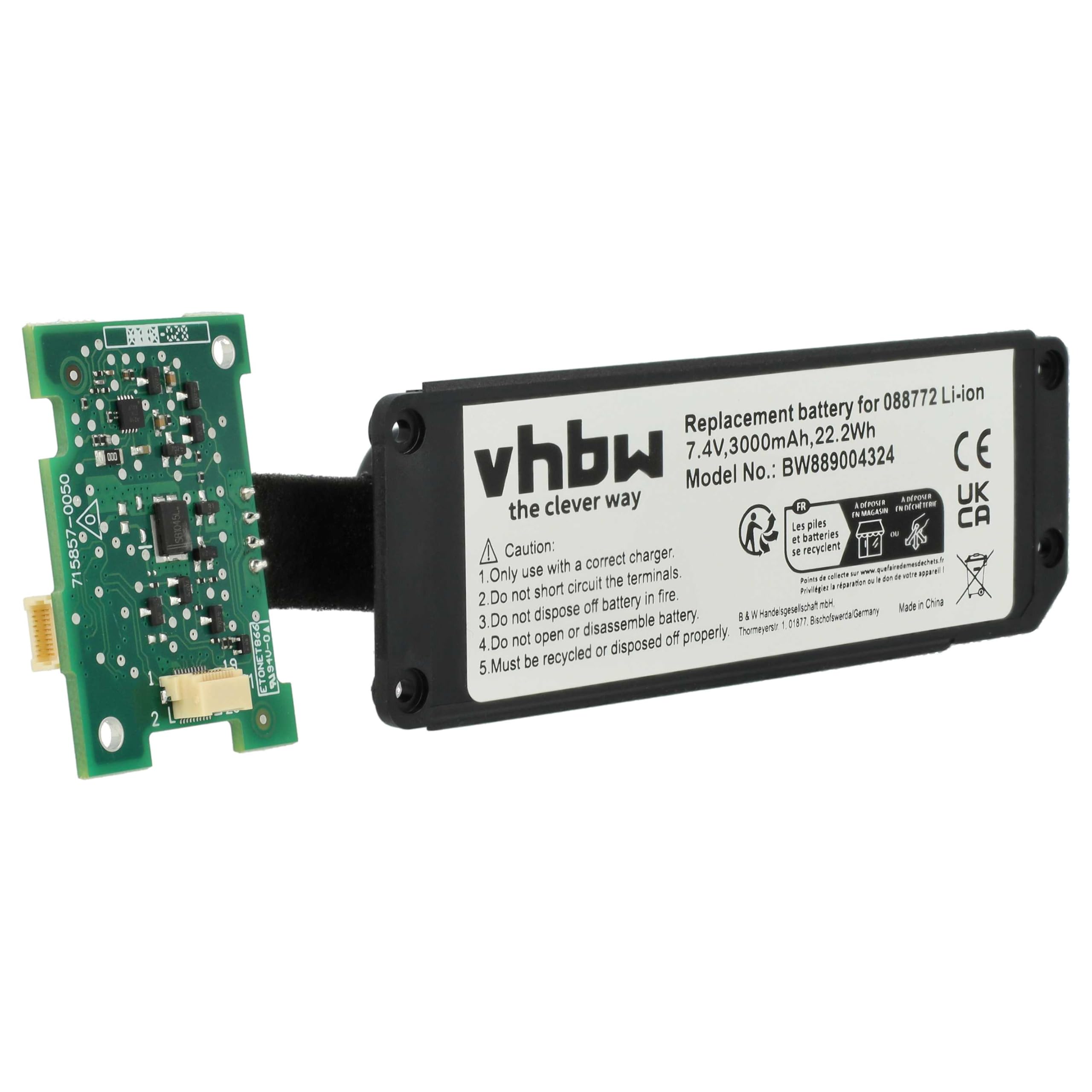 vhbw batteria compatibile con Bose SoundLink Mini 2 casse, altoparlanti, speaker - incl. circuito stampato (3000mAh, 7,4V, Li-Ion)
