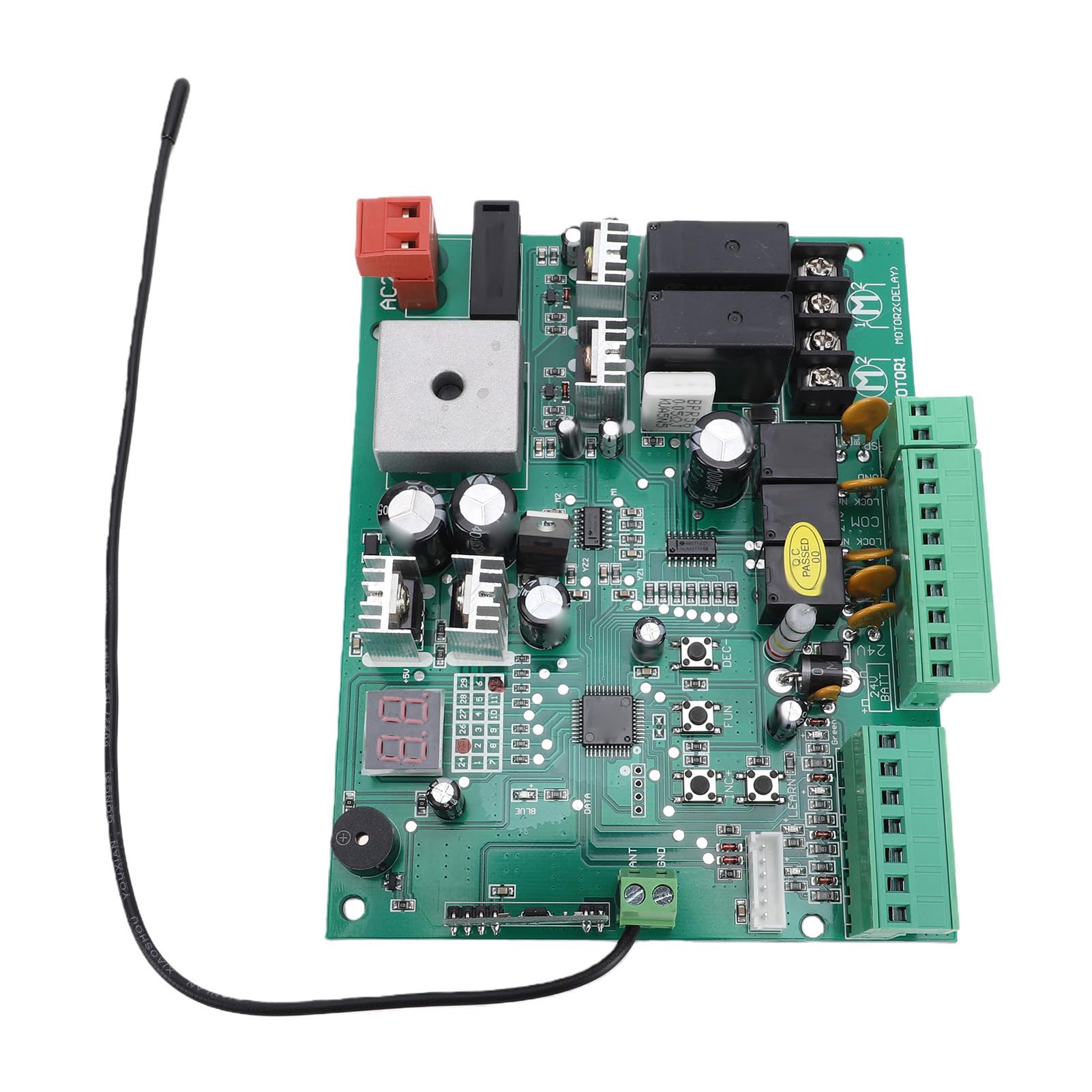 AUNMAS Płyta Sterująca Mechanizmu Otwierania Bramy Skrzydłowej Zamienna Płytka PCB Dwuramienny Sterownik Automatycznej Bramy z 3 Pilotami Menu LED Kod Zmienny dla Dwuramiennych Napędów