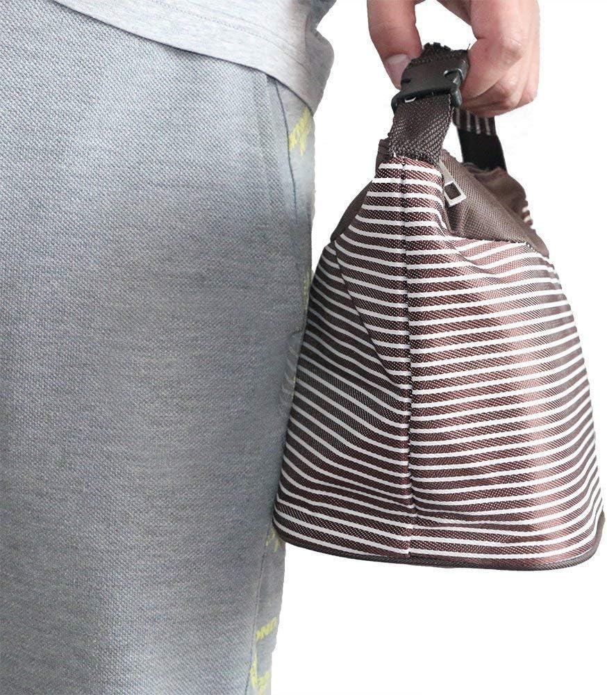 TREXEE Thermal Insulated Lunch Box Tote Cooler Bag Stripe Bento Pouch Stripe Pack of 1