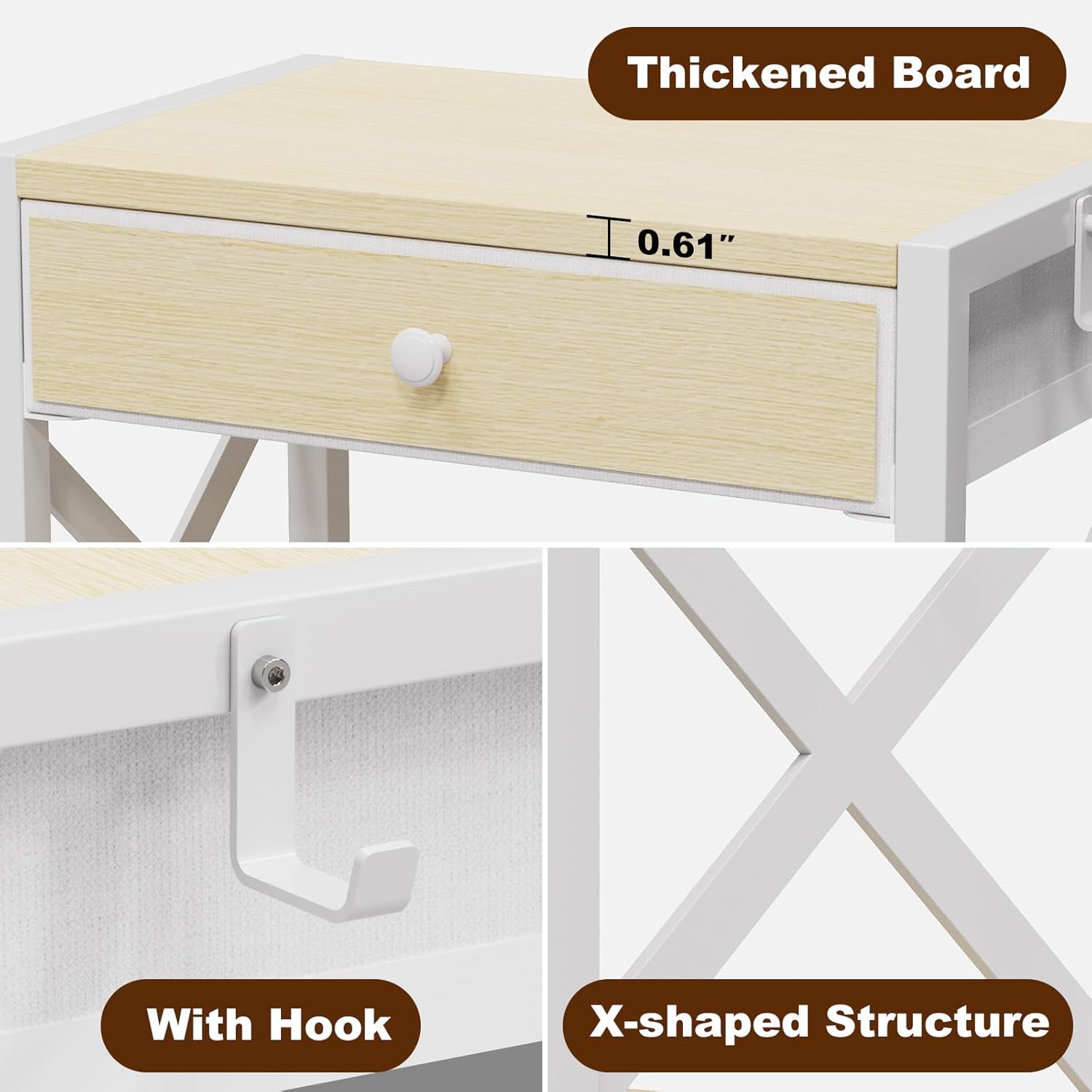 EasyCom 2-Tier Desktop Printer Stand with Large Drawer, Under Desk Storage with Wheels, Small Shelf with Storage for Paper Storage Printer Scanner Fax Home Office Use Beige