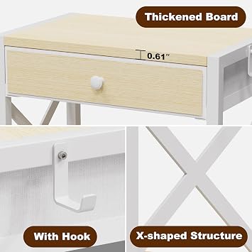 EasyCom Printer Stand with Fabric Storage Drawer and Locking Wheels