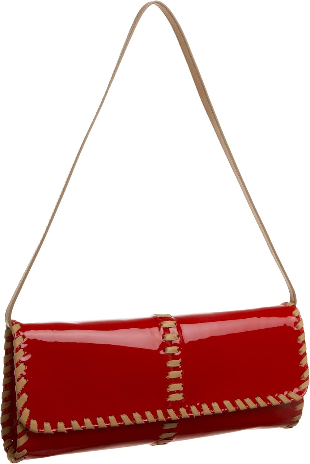 Stuart Weitzman Patent Whippet Shoulder Bag,Flame Aniline Patent,one size