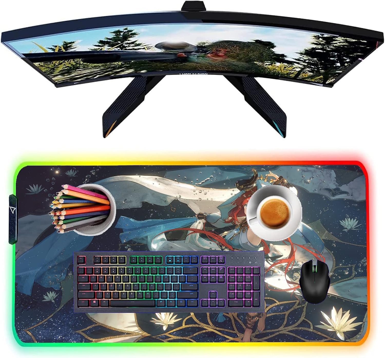 Mouse Pads Anime Girl Sexy Large Mouse Pad RGB LED Backlit Computer for Gamer Office PC Desk Mat Mause Pad Carpet Sexy Butt Breasts Chest