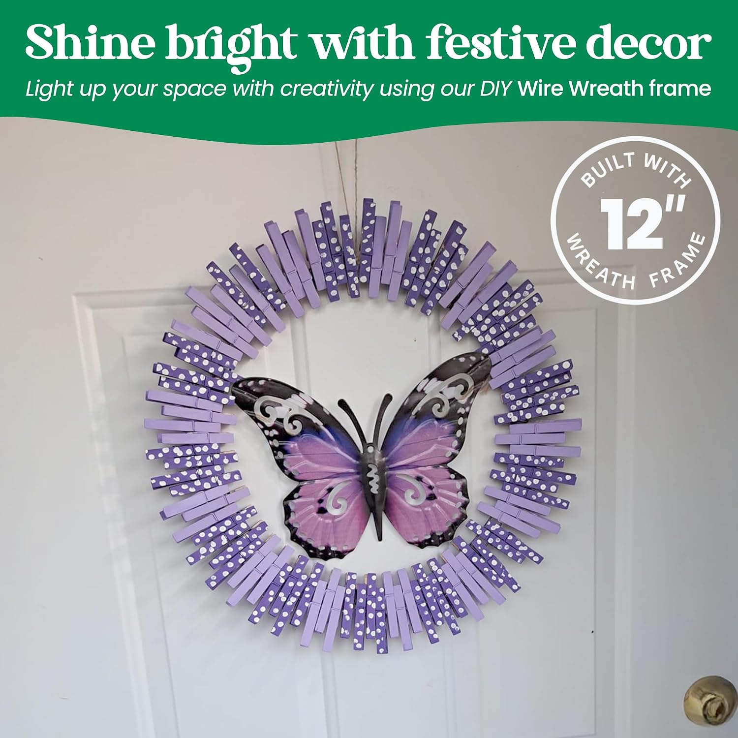 5-Pack 12 Inch Wire Wreath Frame – Round Metal Wreath Form with Ring Design for DIY Crafts, Floral Projects, and Home Decor – Dark Green Wire Frame for Christmas Holiday & Weddings