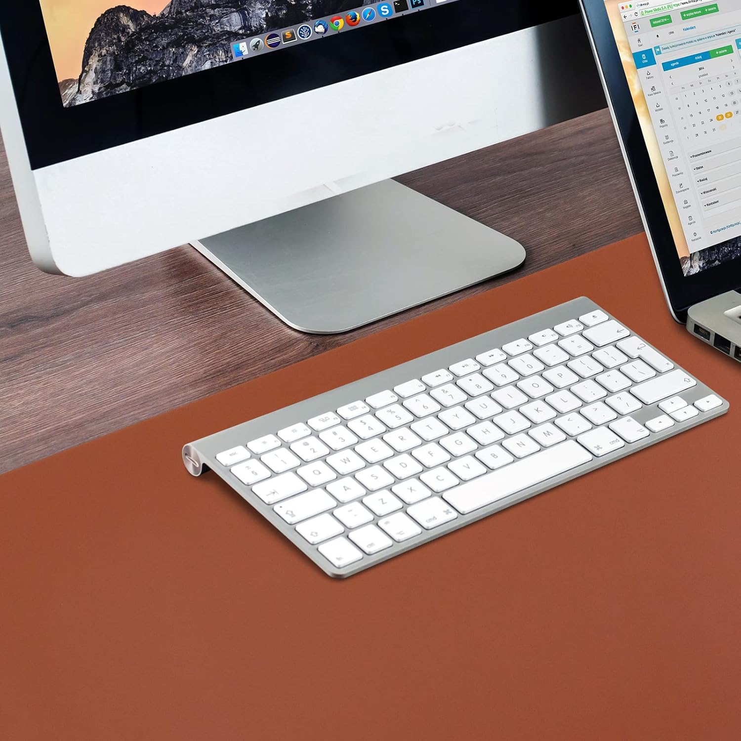 Niviy Leather Desk Pad Protector,Large Computer Desk Mat with Ergonomic Mouse Wrist Rest Support Pad, Desk Matt for Desktop Waterproof Mouse Pad Set for Office and Home Work (36.0" x 15.7", Brown)