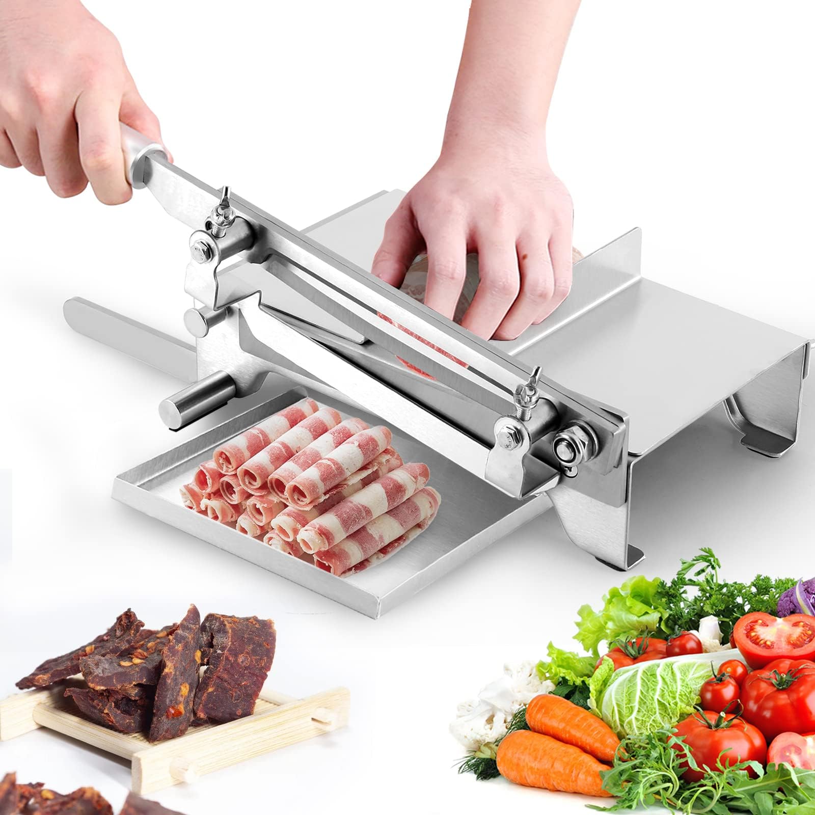 Moongiantgo Manual Frozen Meat Slicer Stainless Steel Ribs Bone Cutter Cutting Machine Chicken Duck Fish Lamb Meat Chopper Manual Cutting (KD0248)