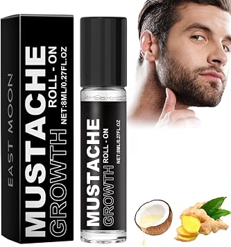 beard and Growth Serum Roller Ball for Men, Mustache and Beard Oil, Stimulate Hair Growth, Promote Regrowth, Moisturizes, Softens & Strengthens