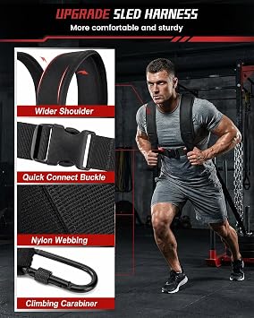 Football Sleds and Chutes, Weight Sled, Workout Fitness Sled for Training- Running Speed, Agility, Soccer, Strength, Adjustable Height Handle, Fits 1 & 2 Weight Plates