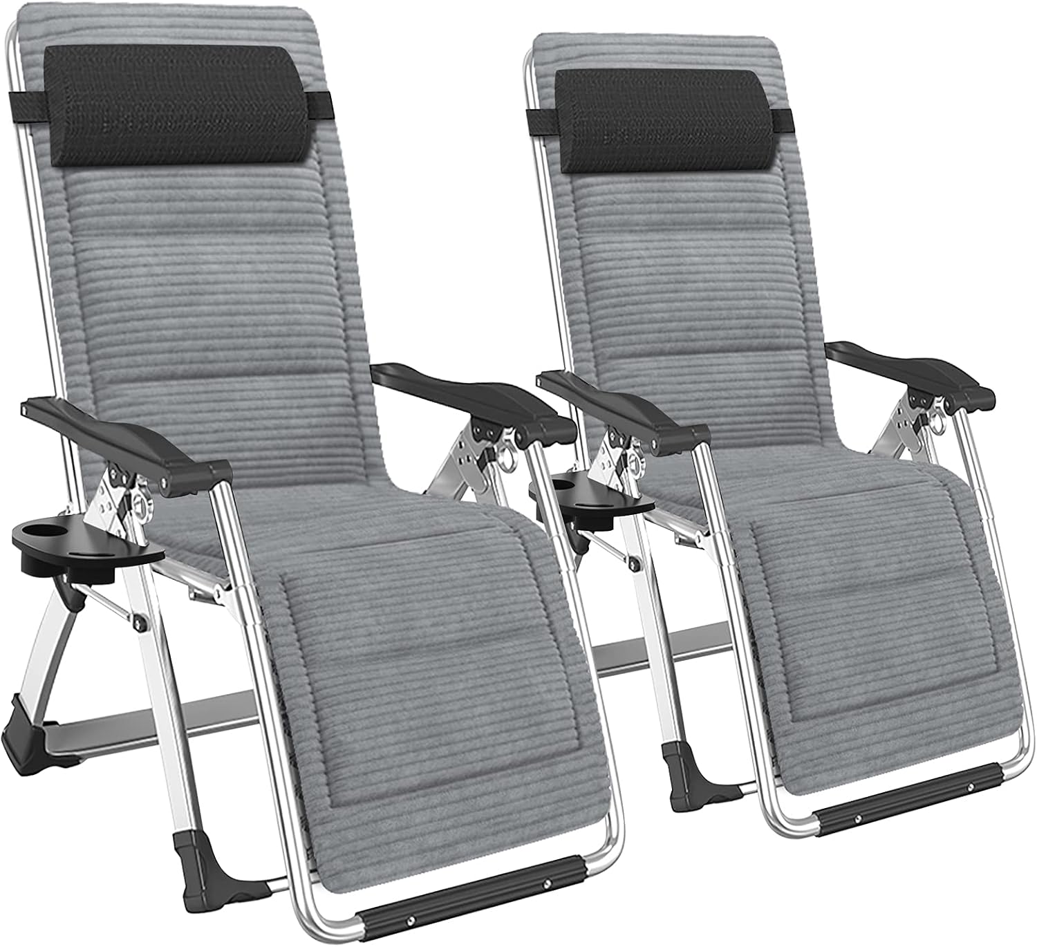 SLSY Zero Gravity Chair, Lounge Chair with Removable Pad & Cup Holder for Indoor and Outdoor, Ergonomic Patio Recliner, Folding Reclining Chair for Adults (Black w/Gray Pad) : Patio, Lawn & Garden