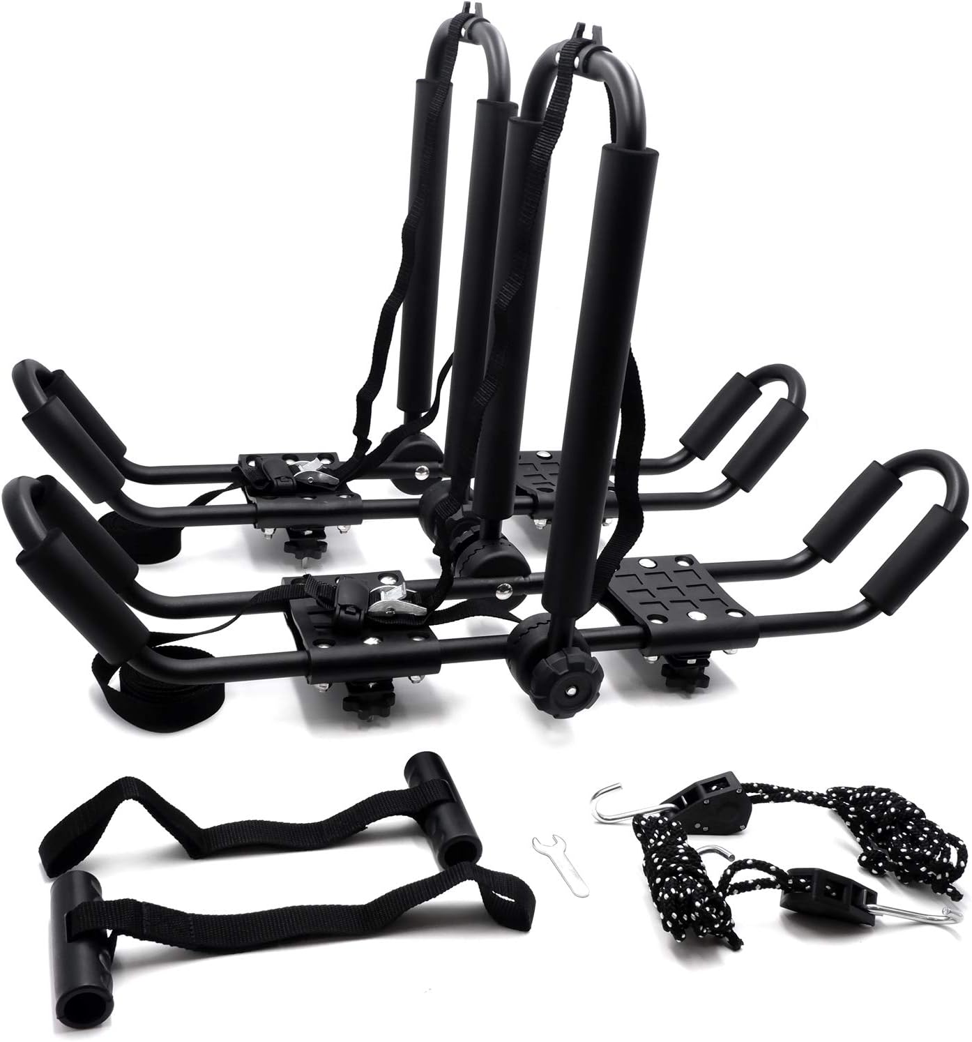 HTTMT- KAYAK-K06-3 in 1 Universal Kayak Carrier Car SUV Roof Rack J-Shape Fodable Racks Compatible With Canoe SUP Kayaks