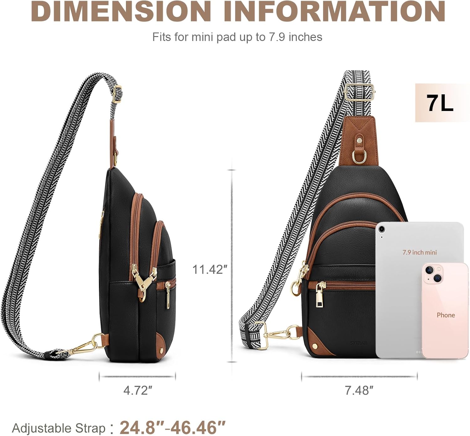 Anti Theft Crossbody Bags for Women, RFID Sling Bag Travel Purse, RFID Cross Body Purses Chest Bag for Travel Black Brown - Image 6