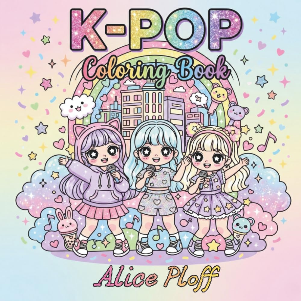 K-POP Coloring Book: 40 Kawaii & Bold and Easy Coloring Pages for Fans of K Pop . Perfect Gift K-pop stans for Girls, Kids and Teen