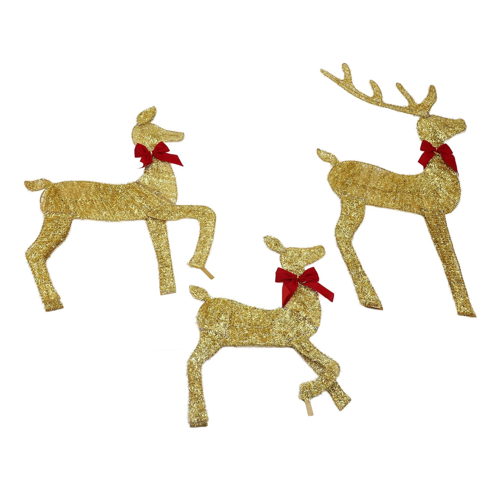 Kadimendium Rentier-Weihnachtsdekoration, Goldfarbenes LED-beleuchtetes Hirsch-Familien-Set für Outdoor, Weihnachten, Festival, Vorgarten