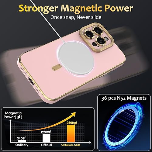 Miniatura 4 de wahhle Magsafe - Funda magnética para iPhone 13 Pro, funda de teléfono con diseño de corazón chapado de lujo, compatible con Magsafe para mujeres y