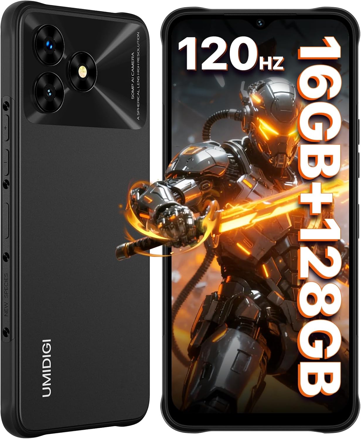 UMIDIGI G5 Mecha Rugged Smartphone Unlocked,Unisoc T606 8+8GB + 128GB 6.6" FHD Android 13 Cell Phone, IP68 Waterproof IP69K Rugged Phone, 50MP+2MP+8MP Camera, 6000mAh Battery Fast Charging,Black