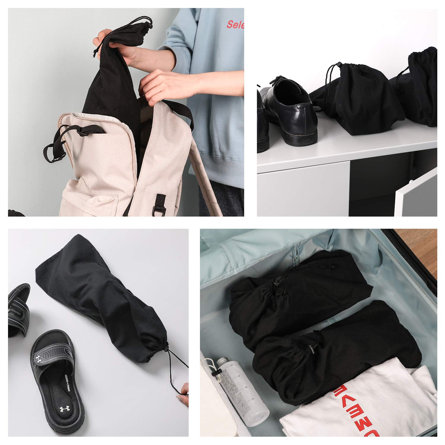 Borsa per Scarpe 100% Cotone Antipolvere Sacchetti per Calzature da Viaggio con Coulisse da Uomo e da Donna Sacchetto per Scarpe