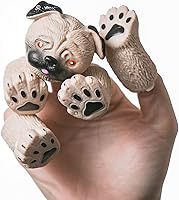 Vista 2 de AQKILO Juego de marionetas de dedo de pug, accesorios de teatro de espectáculos de marionetas de animales, juguetes novedosos, regalos de cosas raras