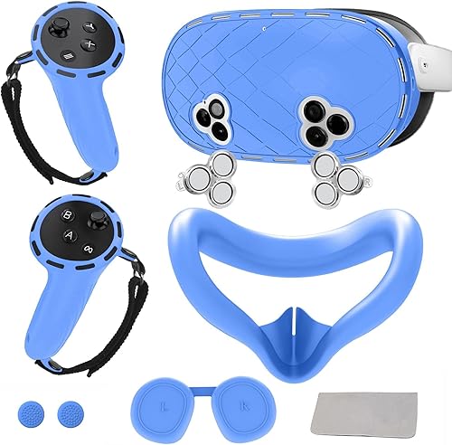 Vista 8 de 8-in-1 Silicone Cover Set for Meta Quest 3s Accessories, Juylay VR Protective Cover Accessories for Oculus Quest 3S with Facial Interface, Shell