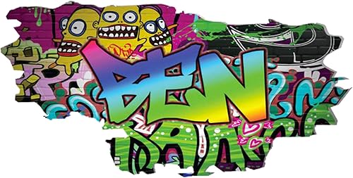 Calcomanía de pared personalizada con nombre de graffiti 3D, calcomanía decorativa de vinilo artística personalizada, extraíble, despegar y pegar,