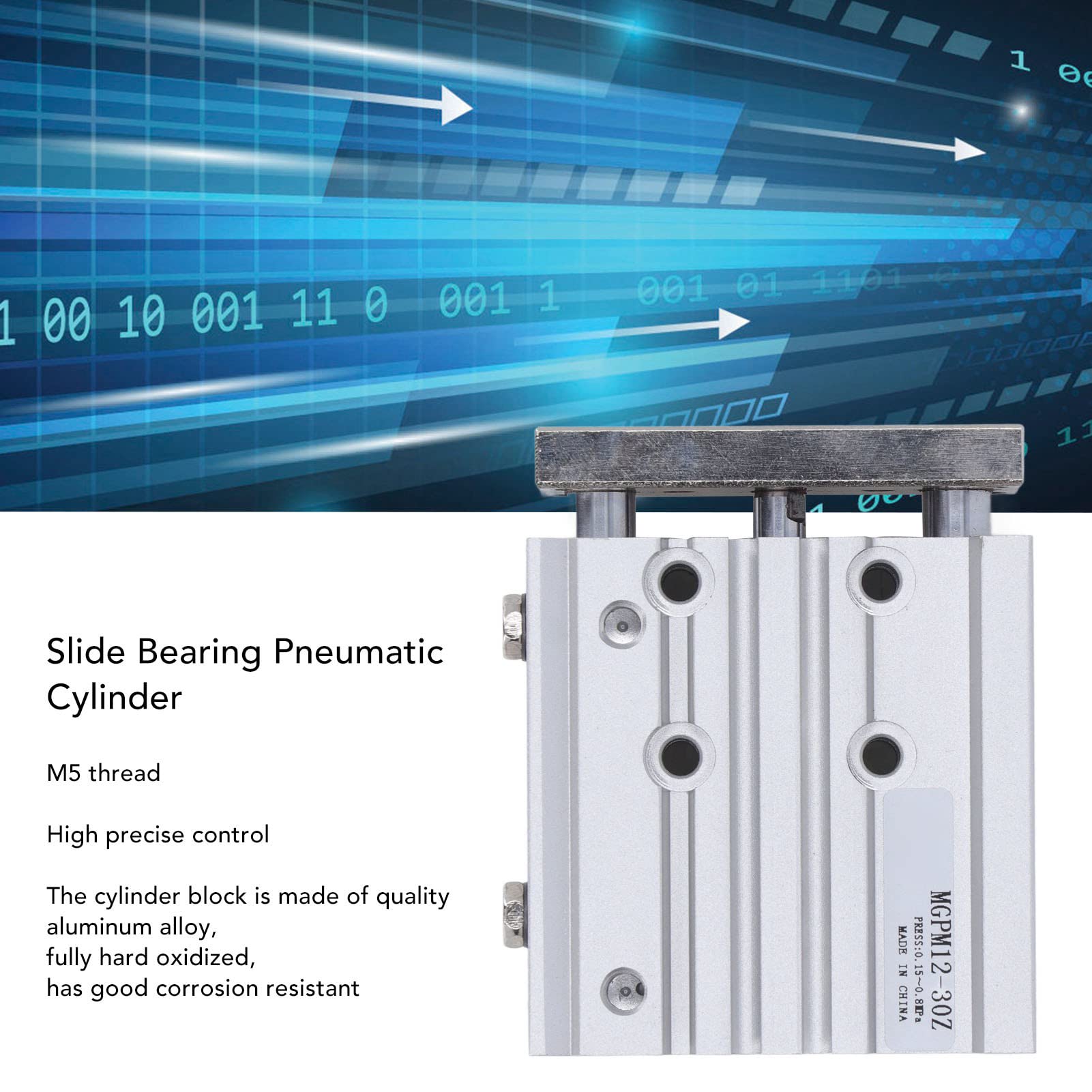 Cylindre Pneumatique à Roulement à Glissière, Alésage De 12 Mm, Course De 30 Mm, Vérin Pneumatique à Double Effet SMC De Type 3 Tiges Cylindre Pneumatique à Roulement à Glissière