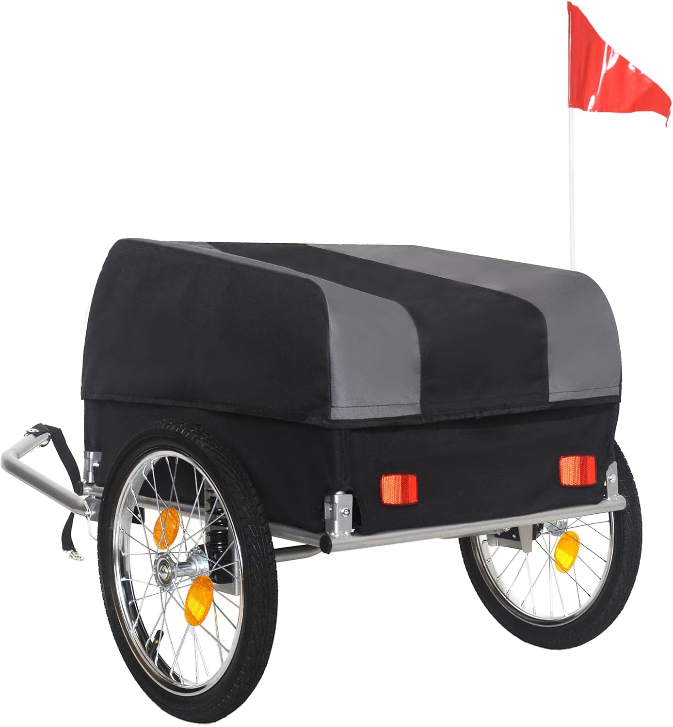 Heavy-Duty Bicycle Cargo Trailer with Removable Waterproof Cover - 88 lbs Capacity, 16" All-Terrain Wheels, Foldable Design for Camping, Groceries & Essentials